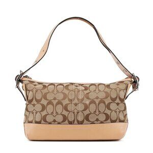 Coach Signature Canvas and Leather Handbag in Beige
